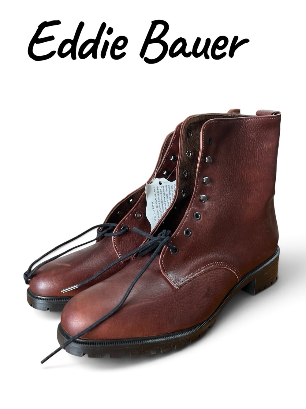 Eddie Bauer Women’s Size 12 Chestnut Brown Leather Lace-Up Boots